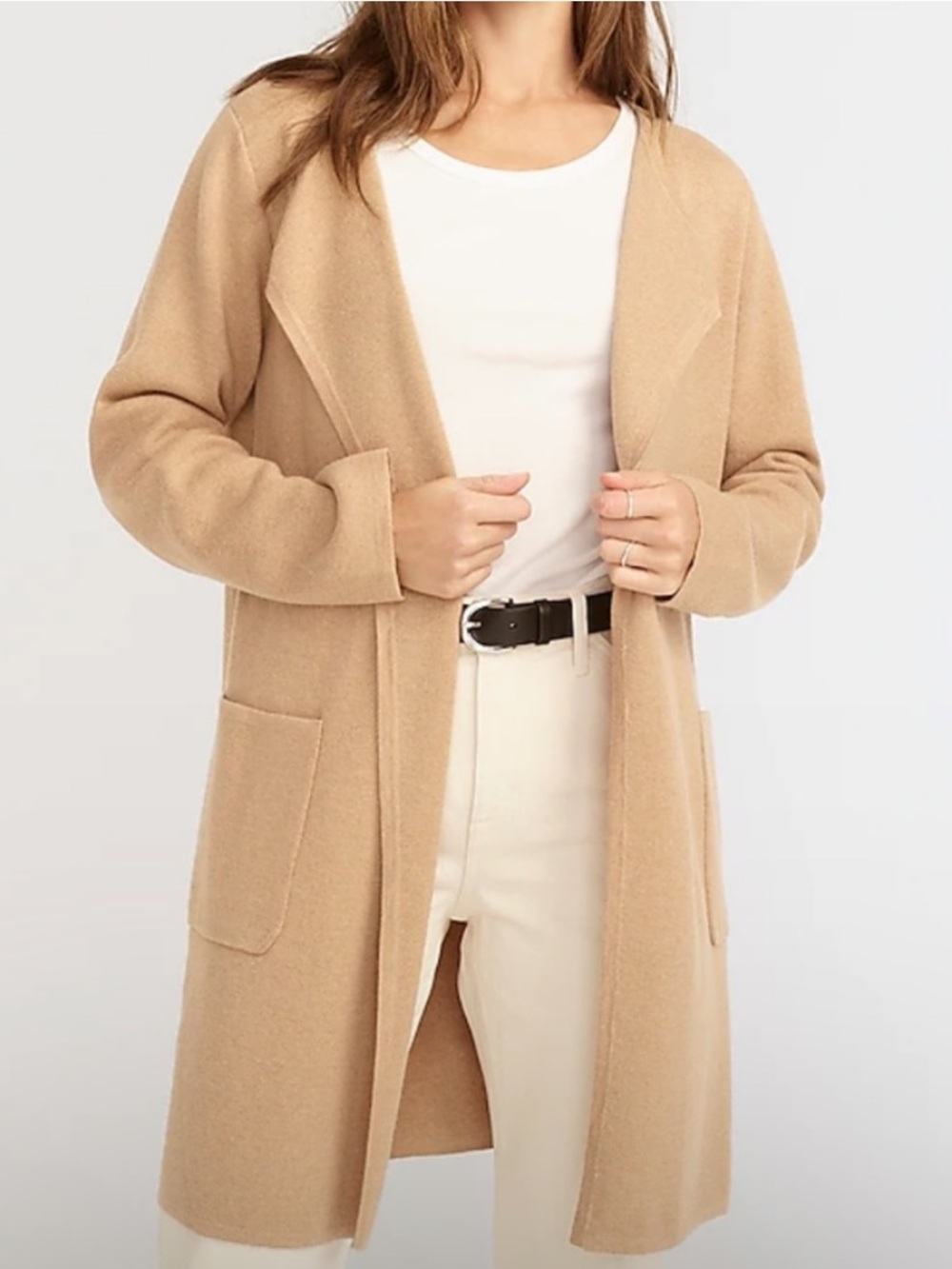 J. CREW Tan Cotton Wool Juliette Knit Collarless Sweater Blazer Cardigan